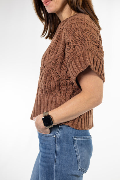 Cali Brown Crochet Sweater