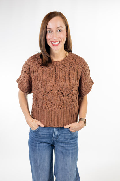 Cali Brown Crochet Sweater