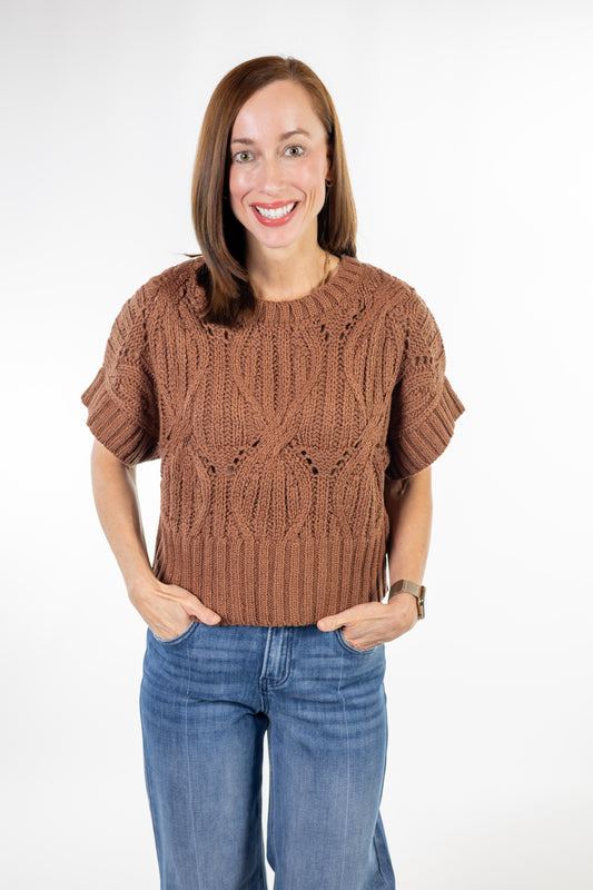 Cali Brown Crochet Sweater