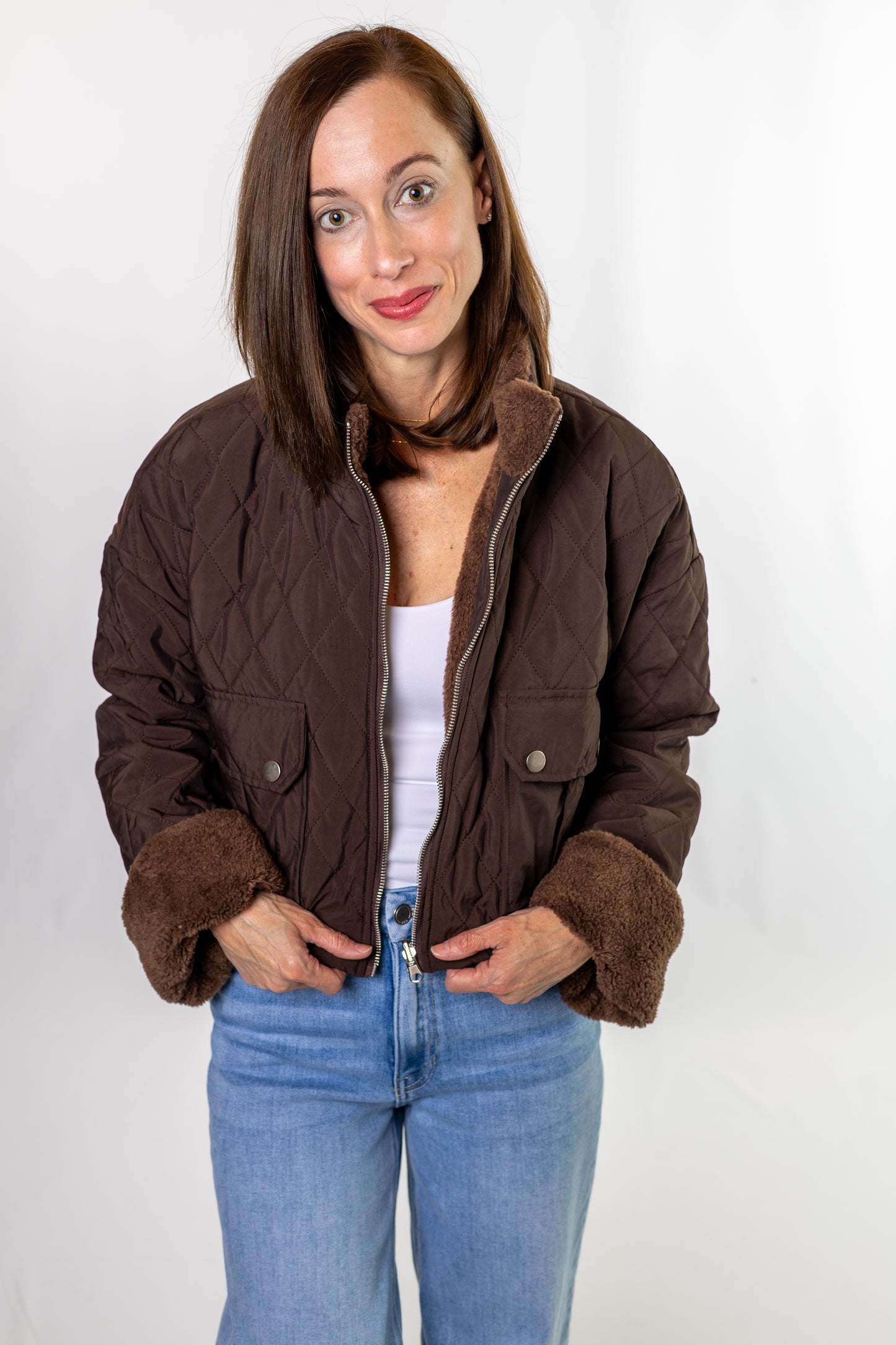 Ashton Quilted Reversible Jacket – Chocolate Brown