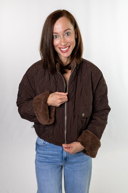 Ashton Quilted Reversible Jacket – Chocolate Brown
