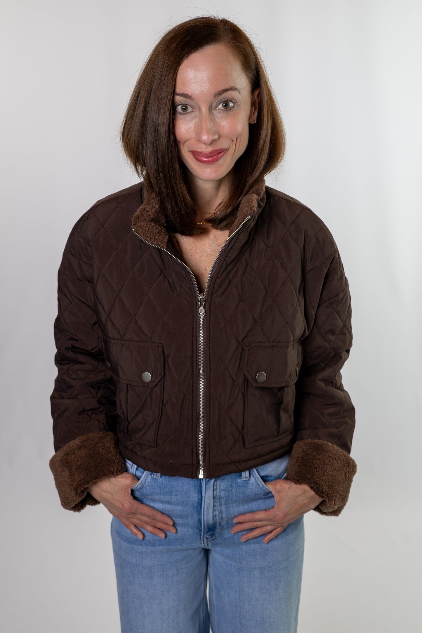 Ashton Quilted Reversible Jacket – Chocolate Brown