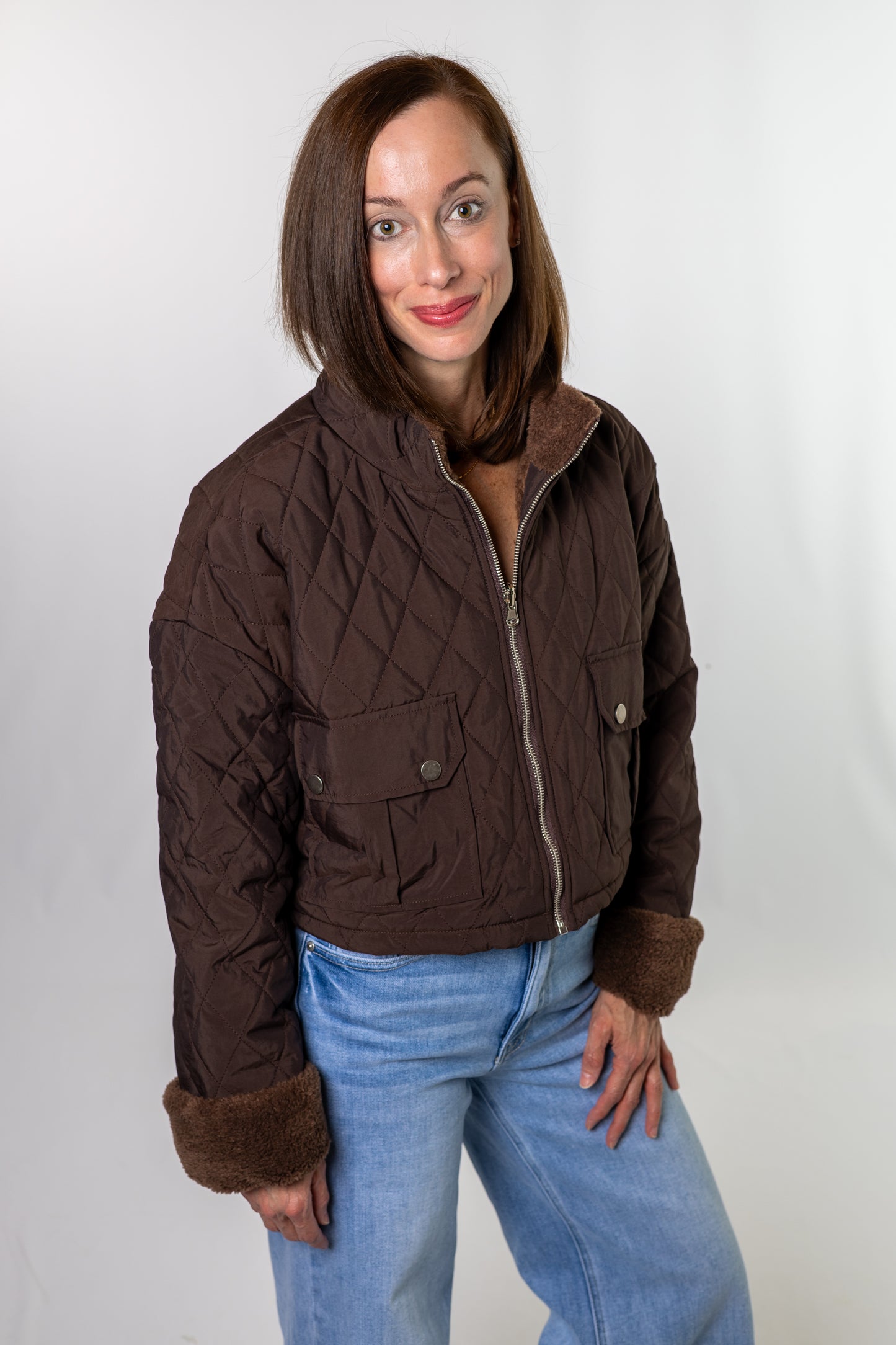 Ashton Quilted Reversible Jacket – Chocolate Brown