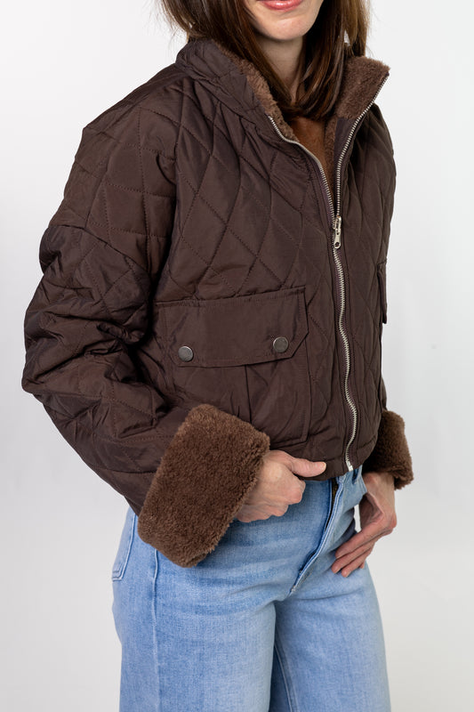 Ashton Quilted Reversible Jacket – Chocolate Brown