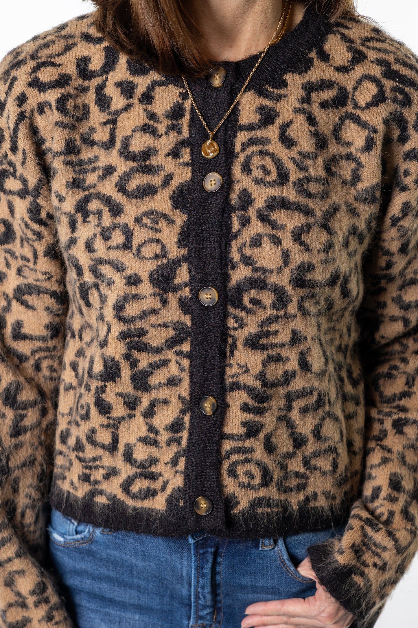 brushed mohair leopard cardigan