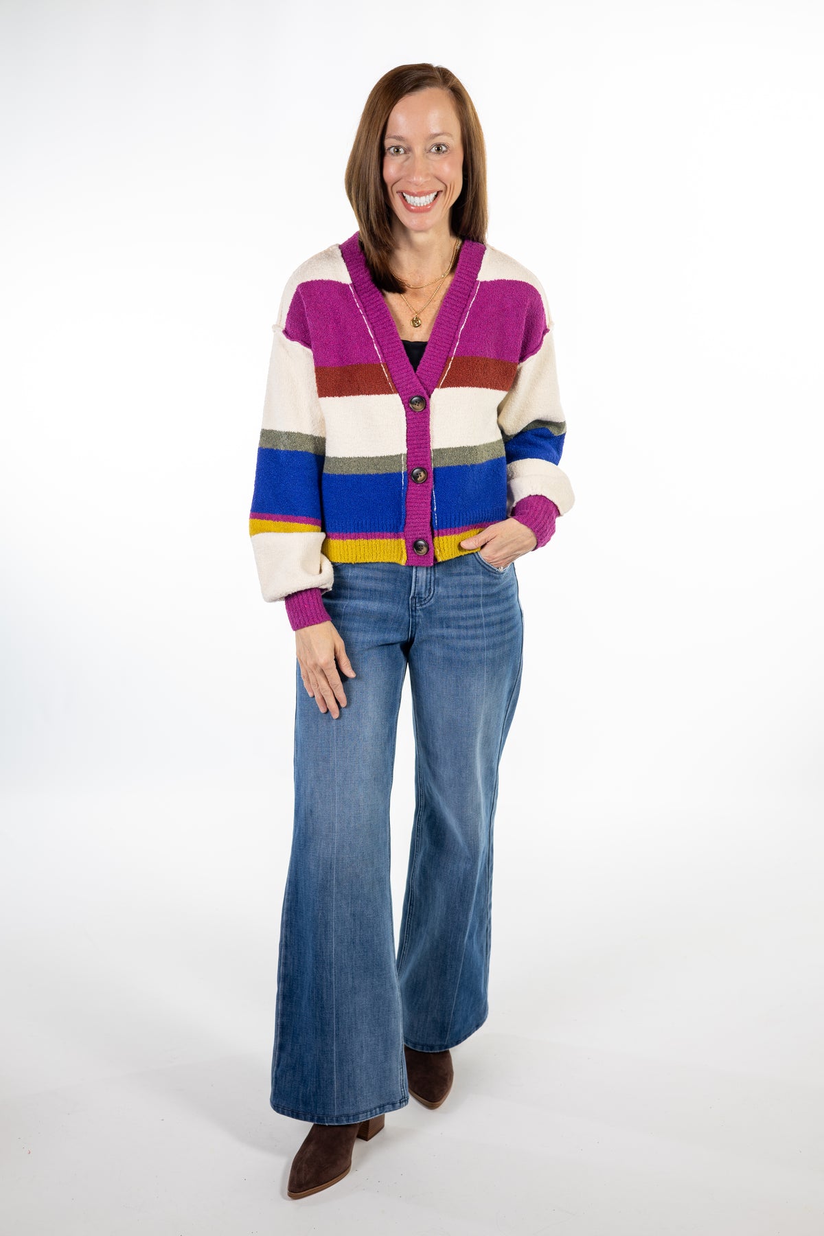 Sunset Stripe Colorblock Cardigan