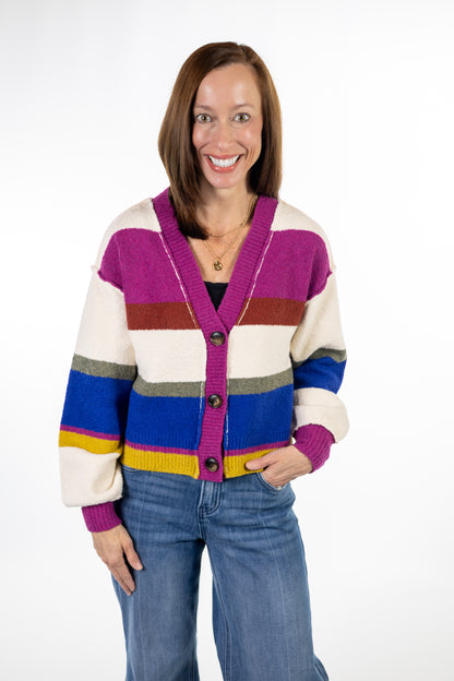 Sunset Stripe Colorblock Cardigan