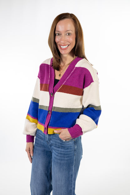 Sunset Stripe Colorblock Cardigan