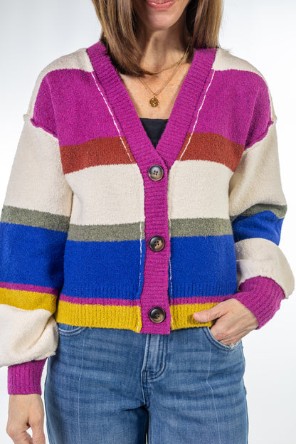 Sunset Stripe Colorblock Cardigan