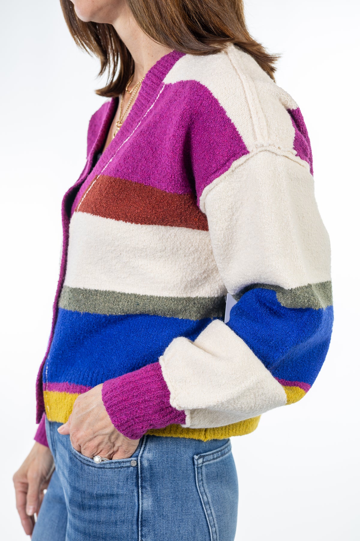 Sunset Stripe Colorblock Cardigan