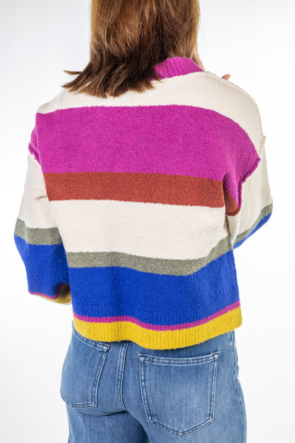 Sunset Stripe Colorblock Cardigan