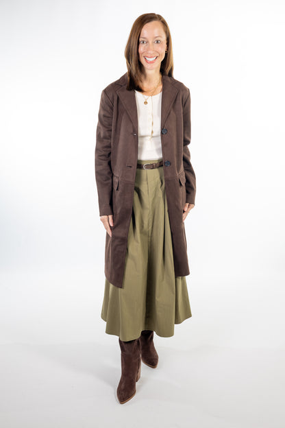 Olive Central Park Midi Skirt with Belt