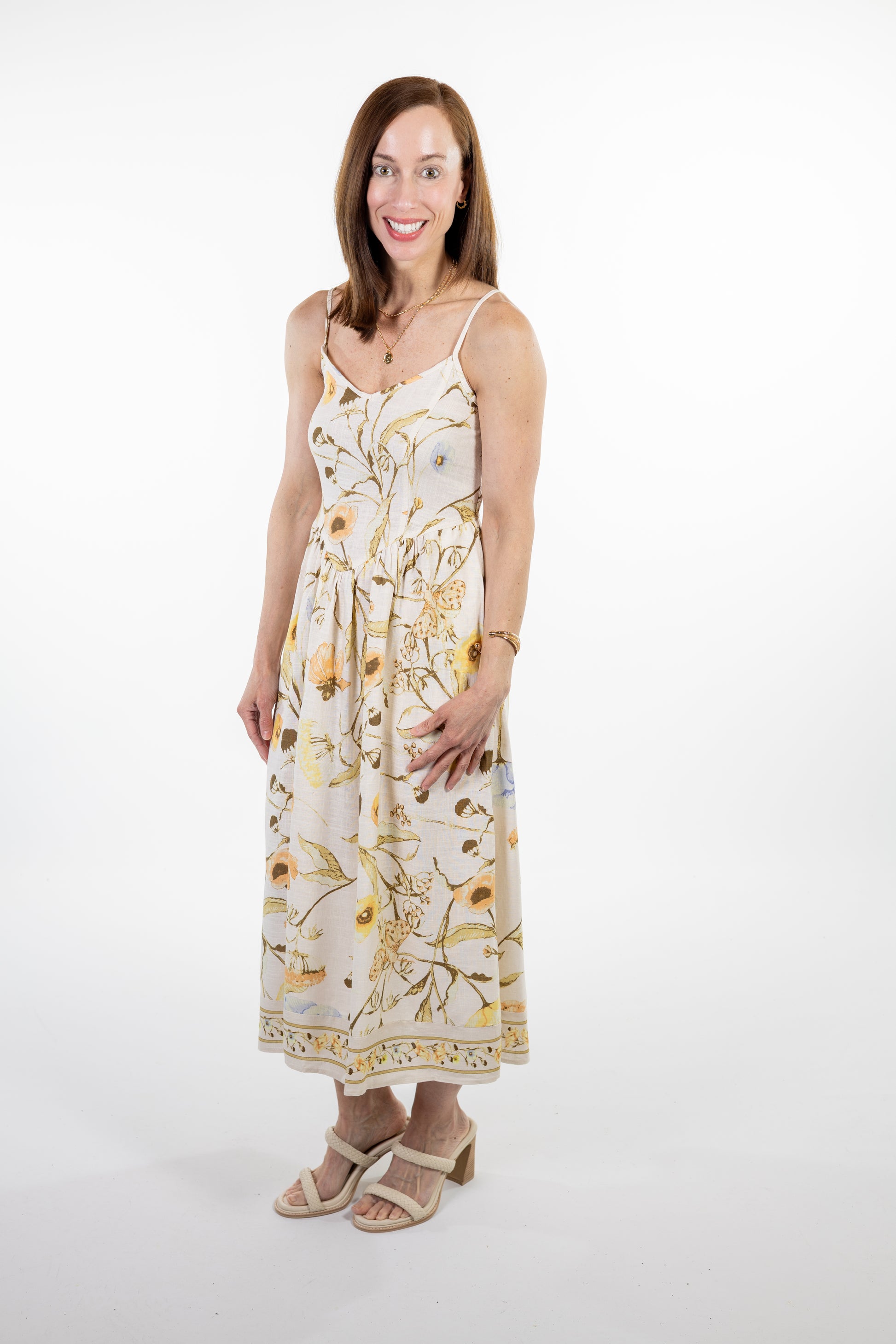 Floral garden midi dress v-neck