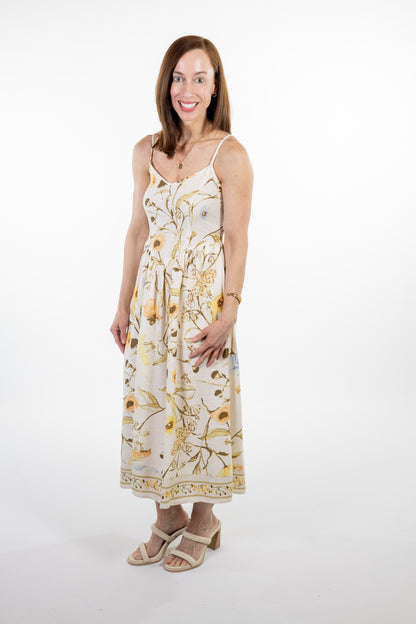 Floral garden midi dress v-neck