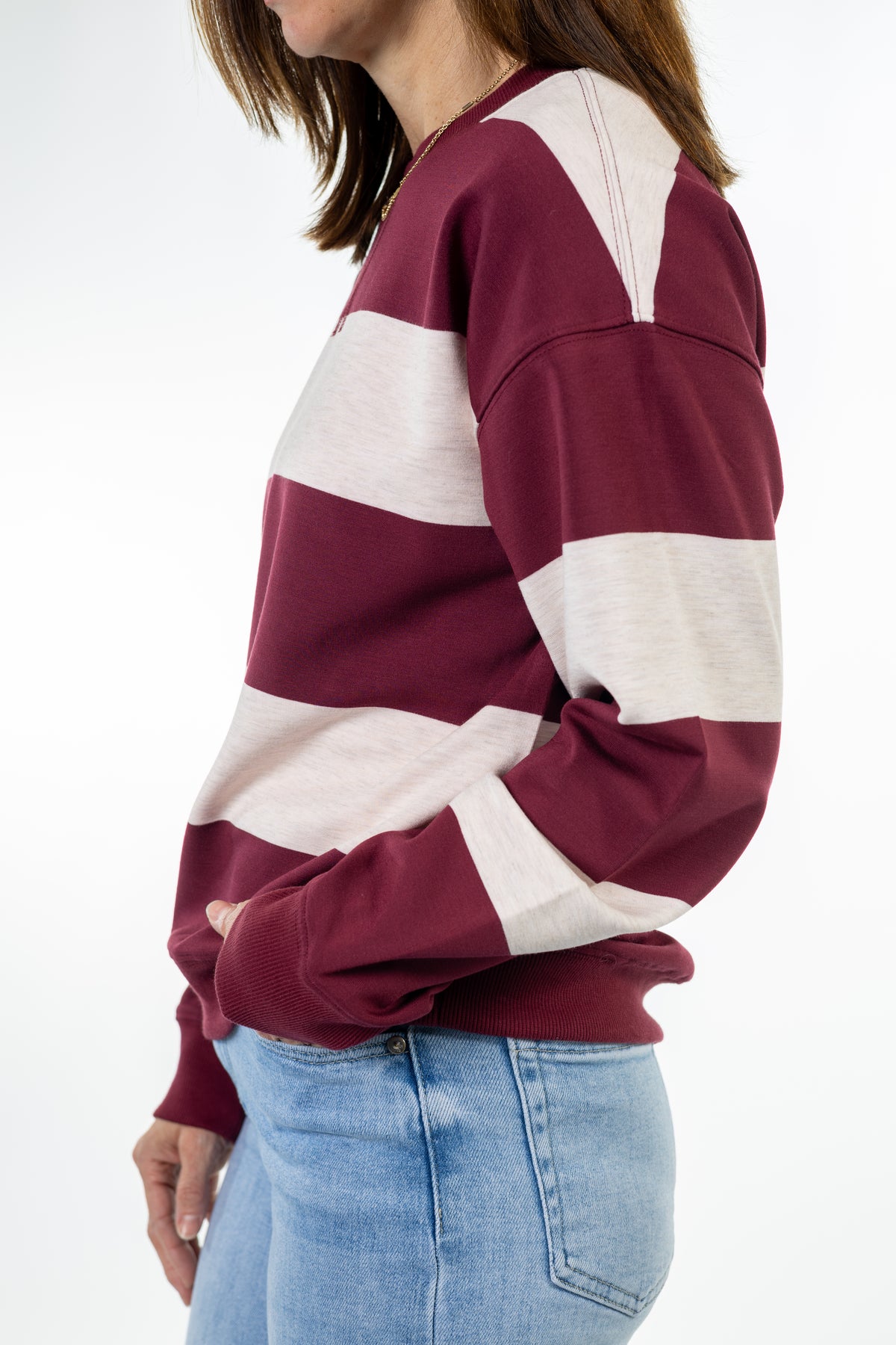 Wine Rugby Stripe Modal Sweatshirt