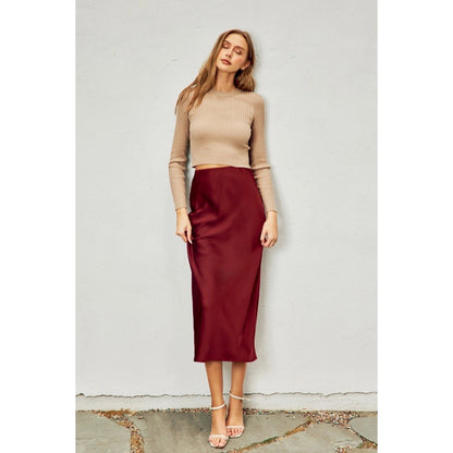 Sangria Satin Maxi Skirt