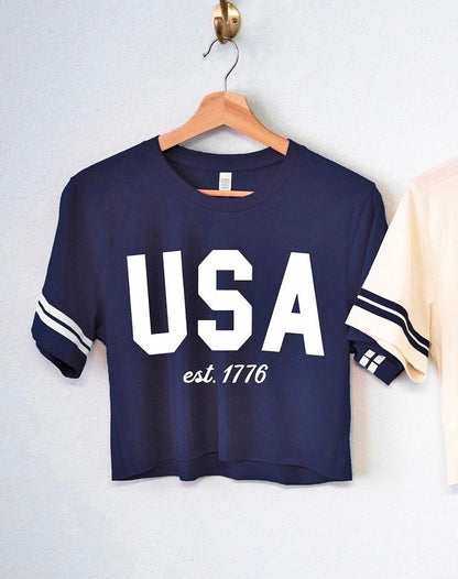 Navy USA Varsity Tee