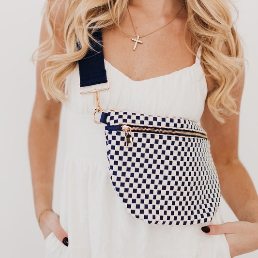 Checkered Black Westlyn Woven Bum Bag