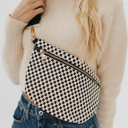 Checkered Black Westlyn Woven Bum Bag