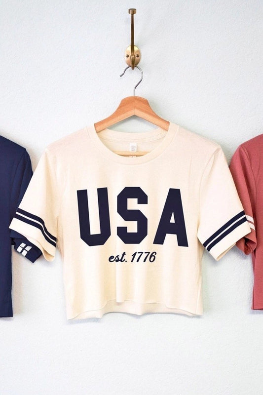 Cream USA Varsity Tee