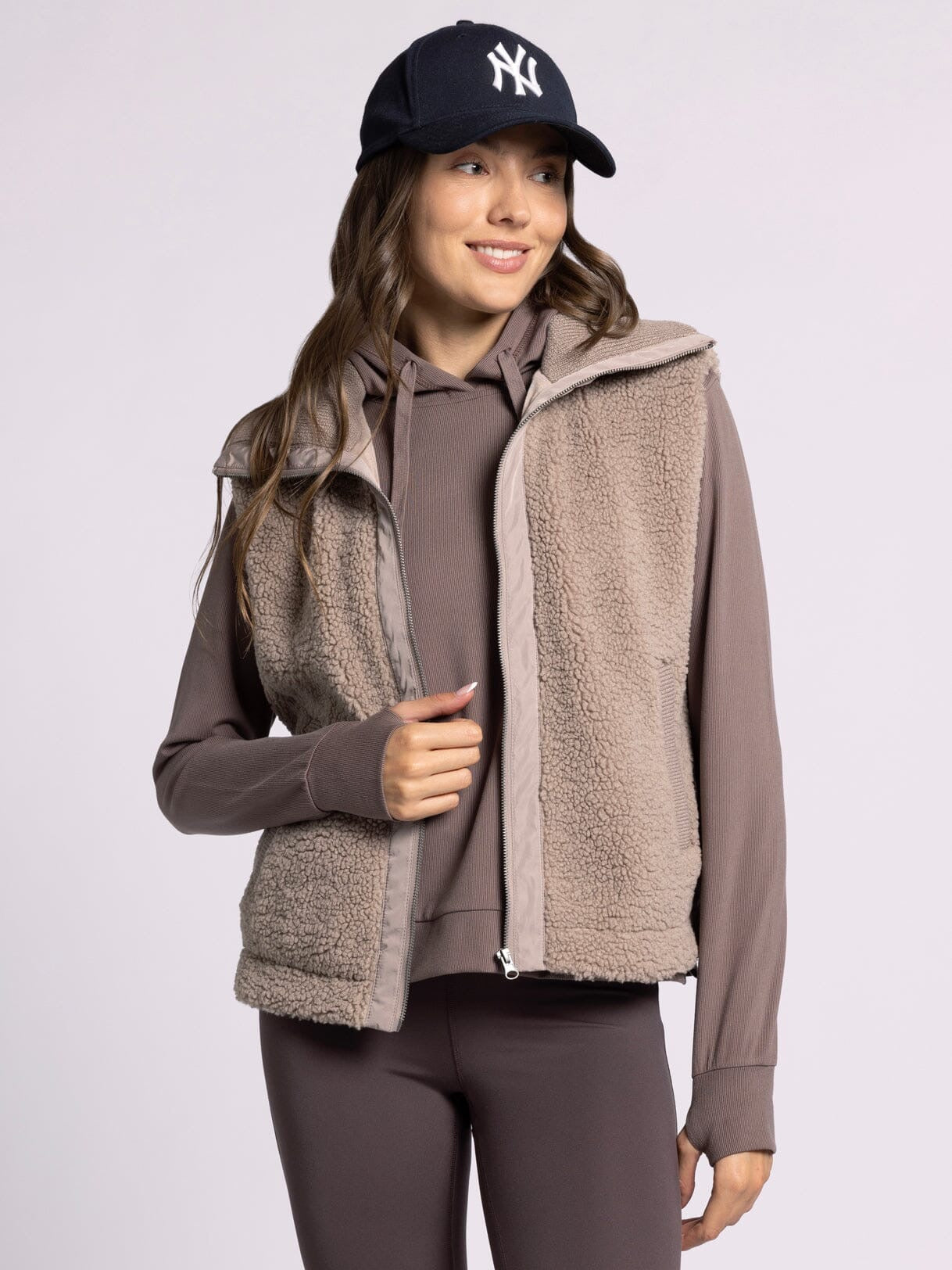 Taupe Teddy Fleece Zip Vest