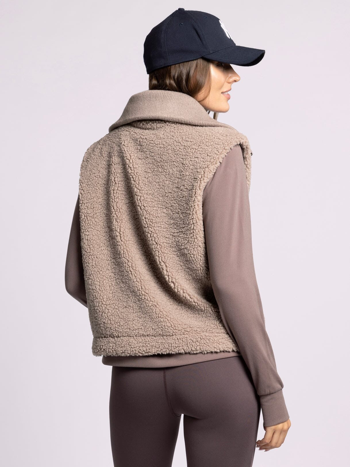 Taupe Teddy Fleece Zip Vest