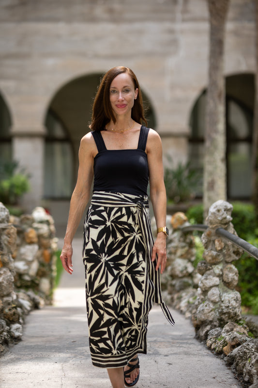 Maya Floral Print Linen Wrap Skirt