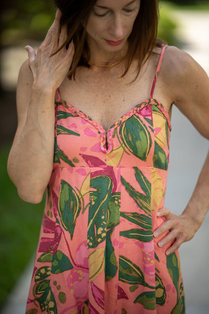 Paradise Pink Rio Linen Braided Mini Dress