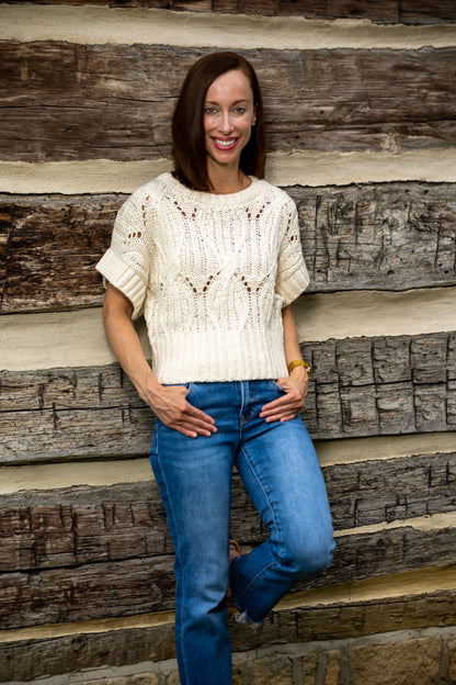 Cali Cream Crochet Sweater