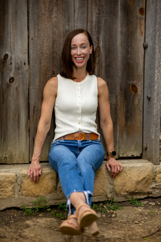 Ivory Buttoned Knit Vest Top
