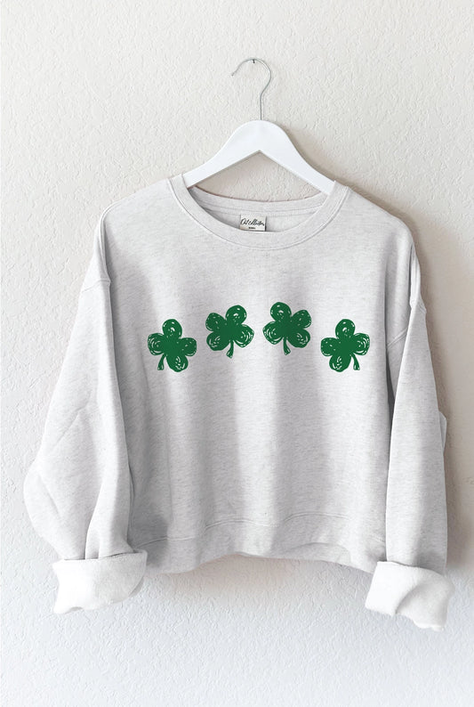 Dublin Shamrock Graphic Cropped Sweatshirt